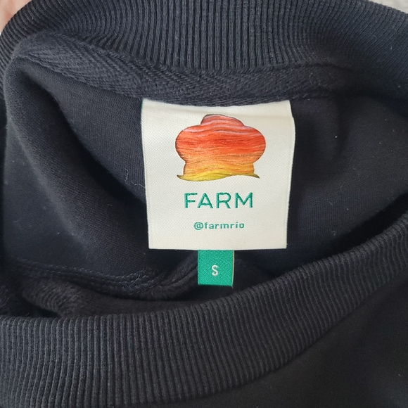 Farm Rio Amazonia Oversized Puff Shoulder Sweatshirt Dress, Size Small, Black - Picture 11 of 11